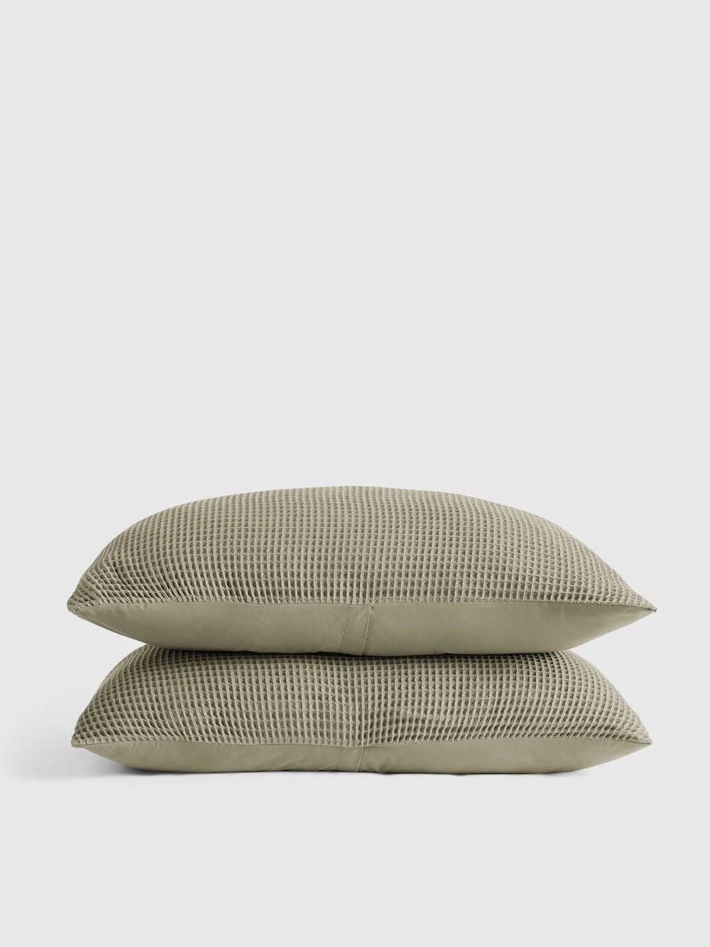 NWOT ORGANIC COTTON WAFFLE SHAM SET IN DRIED SAGE STANDARD